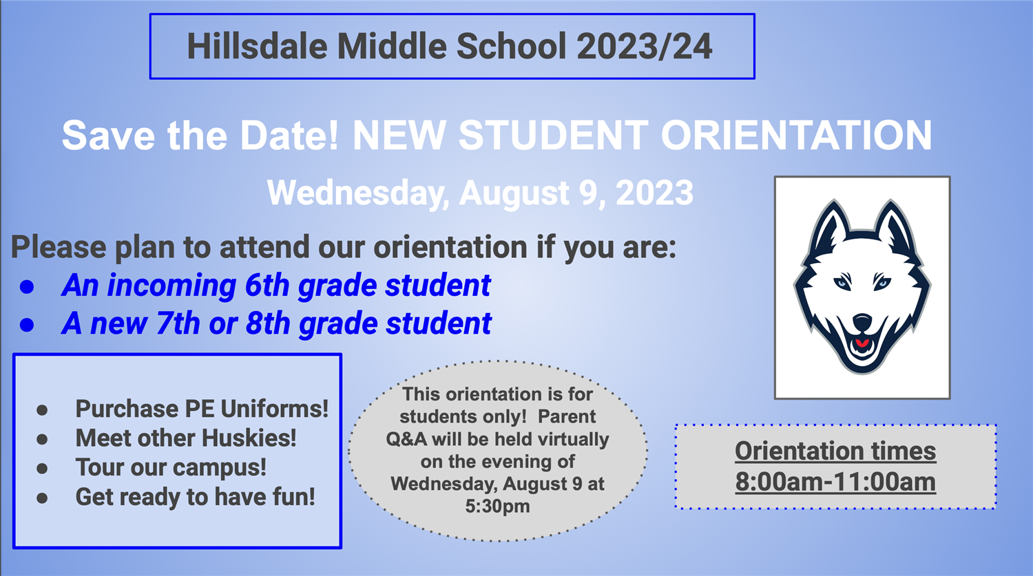 Save the Date! NEW STUDENT ORIENTATION